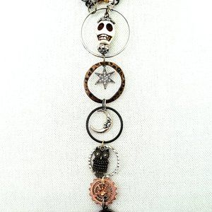 #498 Dia de Los Muertos Necktie Drop-Pendant Necklace